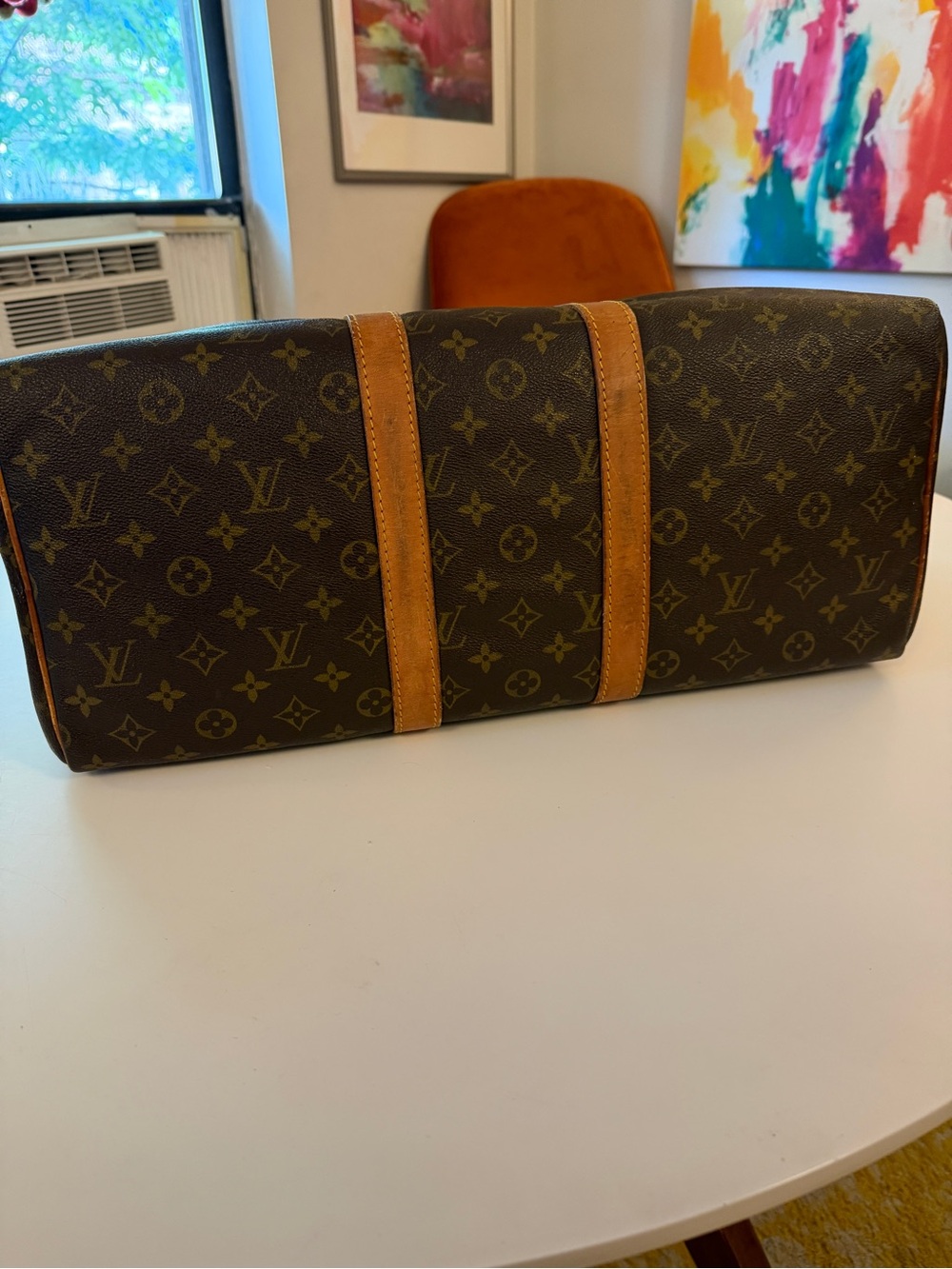 Well Loved 🤎 Louis Vuitton Brown Keepall 50 Travel Duffle Bag Weekender - Picture 8 of 16